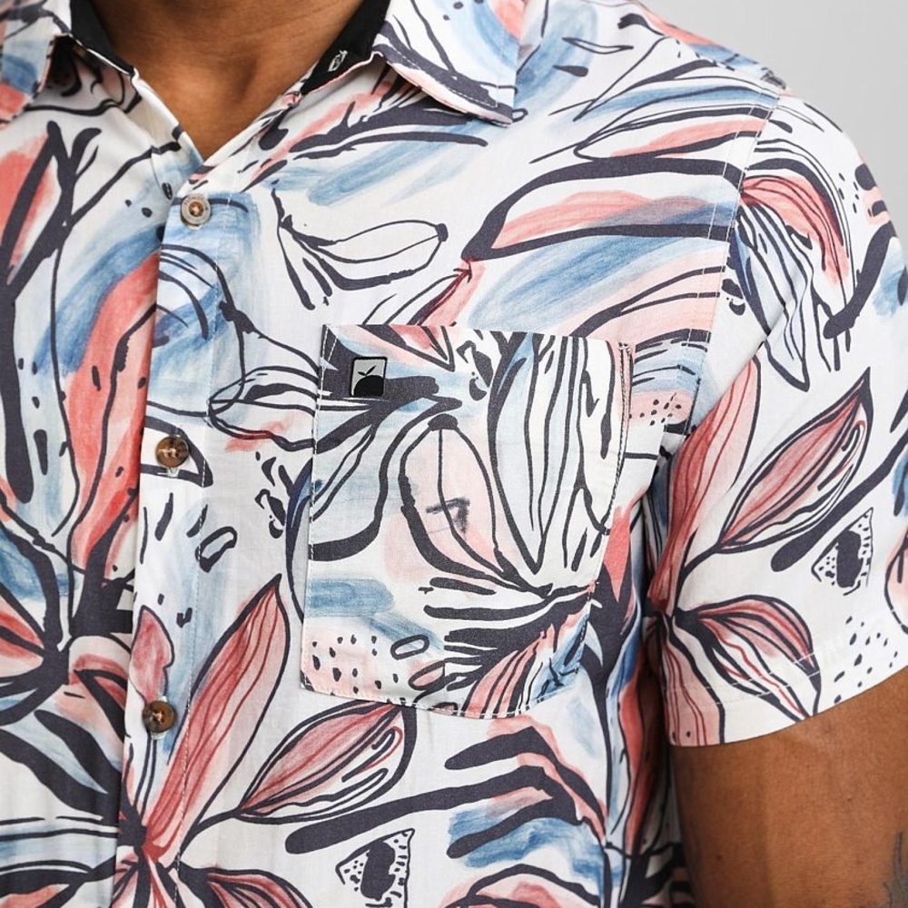 Flomotion Men's Floral Short Sleeve Shirt Size Large